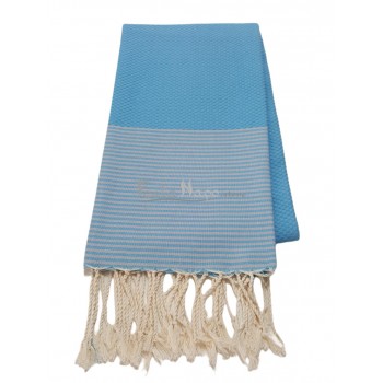 Fouta towel Honeycomb thin stripes Blue & Grey