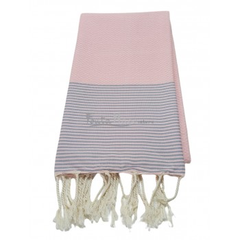 copy of Fouta towel Honeycomb thin stripes Pink & Grey