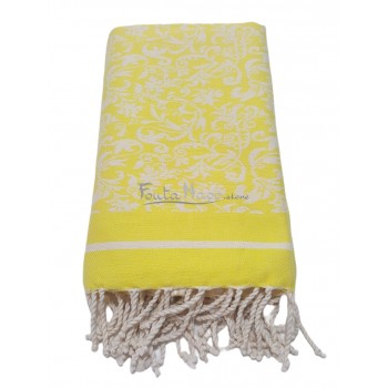 The Fouta towel Lily Flower Jacquard weaving Yellow