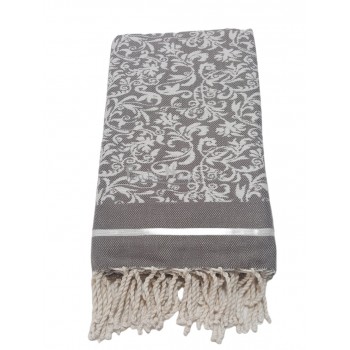 The Fouta towel Lily Flower Jacquard weaving Taupe