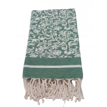 The Fouta towel Lily Flower Jacquard weaving Green