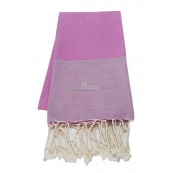 Fouta towel Honeycomb thin stripes Orchid & Grey