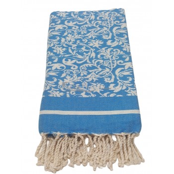 The Fouta towel Lily Flower Jacquard weaving Turquoise