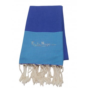 Fouta towel Honeycomb thin stripes Bic & Turquoise