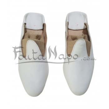 Babouche Man Leather White