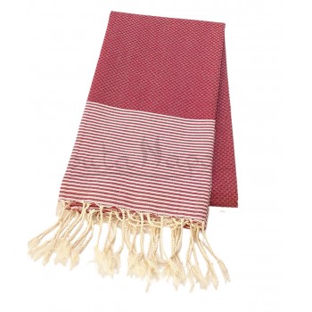 Fouta towel Honeycomb thin stripes Garnet & Pink