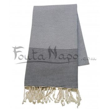 Fouta towel Honeycomb thin stripes Grey & Black