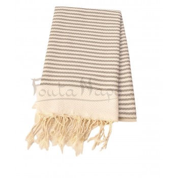 Fouta towel honeycomb Ziwane White & Grey