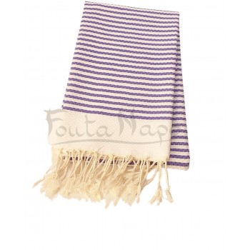 Fouta towel honeycomb Ziwane White & Purple