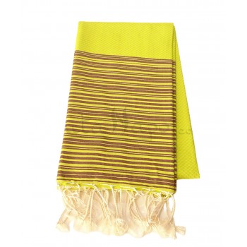 Fouta towel Honeycomb Striped Pistachio & Choco