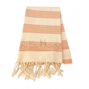 Fouta Towel Tweed weaving Ecru & Orange