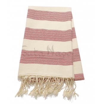 Fouta Towel Tweed weaving Ecru & Red