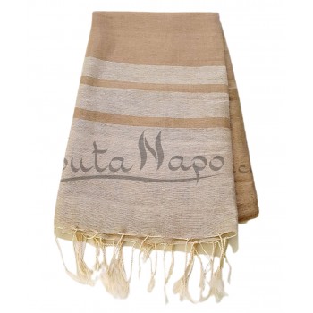 Fouta Linen hand weaving Taupe & Iced coffee
